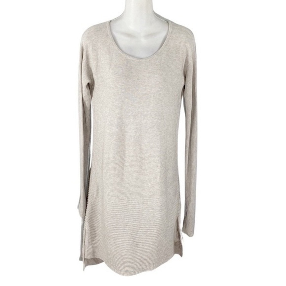 Peruvian Connection oatmeal sandstone scoop neck tunic sweater dress RR13